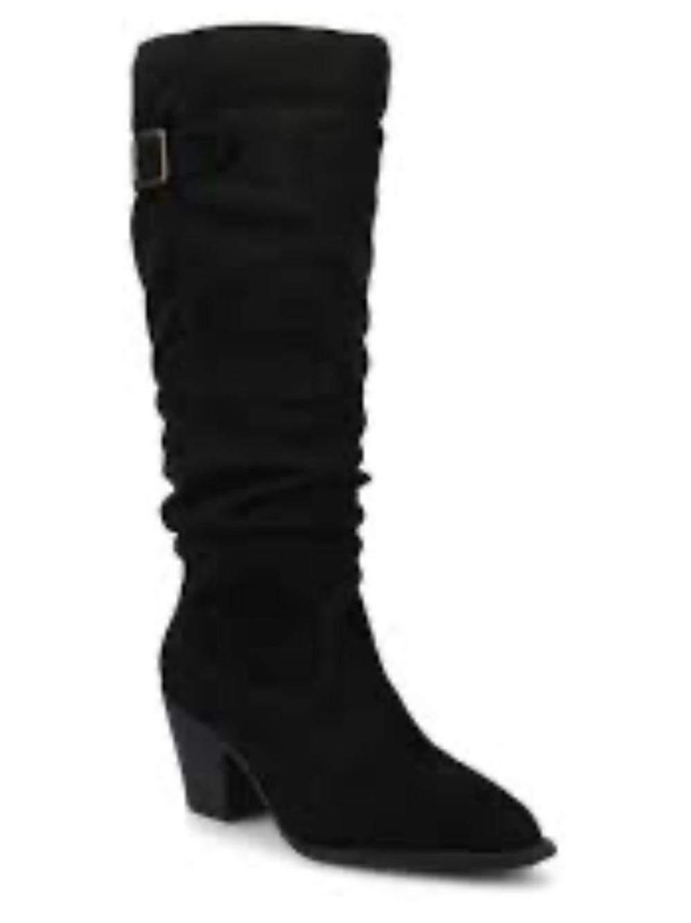 Journey collection kaleah 9.5 M Black Mid-Calf Slouch Boot with Buckle Detai